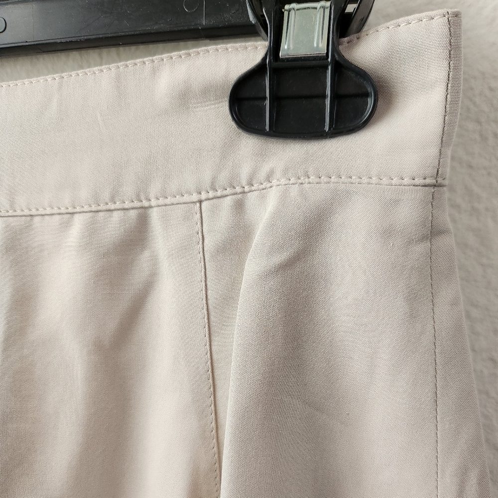 Vintage Louis Feraud Silk Skirt Women's Straight Pencil Off White Khaki Size 12 - Picture 3 of 12